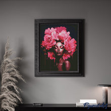 Load image into Gallery viewer, Diamond Painting - Peonies Hair Lady canvas already framed