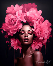 Load image into Gallery viewer, Diamond Painting - Peonies Hair Lady canvas already framed