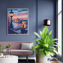 Load image into Gallery viewer, Diamond Painting - Budapest at Dusk canvas already framed