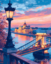 Load image into Gallery viewer, Diamond Painting - Budapest at Dusk canvas already framed