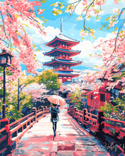 Load image into Gallery viewer, Diamond Painting - Kyoto in Bloom canvas already framed