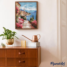 Load image into Gallery viewer, Diamond Painting - Lake Como in Bloom canvas already framed