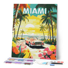 Load image into Gallery viewer, Diamond Painting - Travel  Poster Miami Sunset 40x50cm canvas already framed