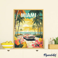 Load image into Gallery viewer, Diamond Painting - Travel  Poster Miami Sunset 40x50cm canvas already framed