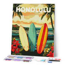 Load image into Gallery viewer, Diamond Painting - Travel Poster Honolulu 40x50cm canvas already framed
