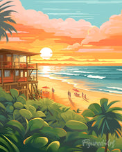Load image into Gallery viewer, Diamond Painting - Beach Club at Sunset 40x50cm canvas already framed