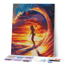 Load image into Gallery viewer, Diamond Painting - Surf Girl and the Big Wave 40x50cm canvas already framed