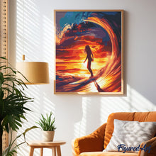 Load image into Gallery viewer, Diamond Painting - Surf Girl and the Big Wave 40x50cm canvas already framed