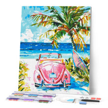 Load image into Gallery viewer, Diamond Painting - Pink Car by the Sea 40x50cm canvas already framed