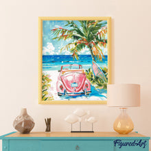 Load image into Gallery viewer, Diamond Painting - Pink Car by the Sea 40x50cm canvas already framed