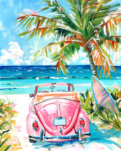 Load image into Gallery viewer, Diamond Painting - Pink Car by the Sea 40x50cm canvas already framed