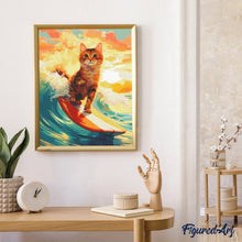 Load image into Gallery viewer, Diamond Painting - Surfing Cat 40x50cm canvas already framed
