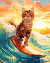 Load image into Gallery viewer, Diamond Painting - Surfing Cat 40x50cm canvas already framed