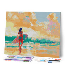 Load image into Gallery viewer, Diamond Painting - Surf Girl at Dawn 40x50cm canvas already framed