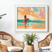 Load image into Gallery viewer, Diamond Painting - Surf Girl at Dawn 40x50cm canvas already framed
