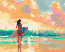 Load image into Gallery viewer, Diamond Painting - Surf Girl at Dawn 40x50cm canvas already framed