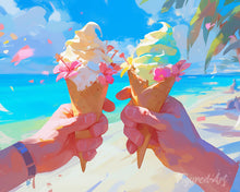 Load image into Gallery viewer, Diamond Painting - Beachside Ice Cream 40x50cm canvas already framed