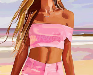 Diamond Painting - Sea, Sand and Style 40x50cm canvas already framed