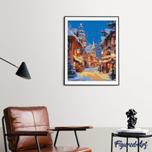 Load image into Gallery viewer, Diamond Painting - Christmas Illuminated Village canvas already framed