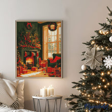 Load image into Gallery viewer, Diamond Painting - Festive Fireplace Scene canvas already framed