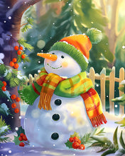 Load image into Gallery viewer, Diamond Painting - Joyful Snowman canvas already framed