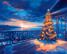 Load image into Gallery viewer, Diamond Painting - Twinkling Christmas Terrace canvas already framed