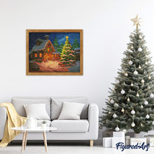 Load image into Gallery viewer, Diamond Painting - Snowy Christmas Cottage canvas already framed