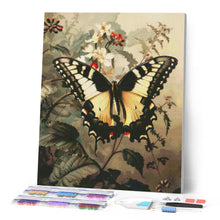 Load image into Gallery viewer, Diamond Painting - Swallowtail and White Flowers canvas already framed