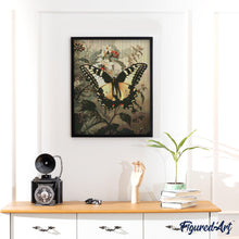 Load image into Gallery viewer, Diamond Painting - Swallowtail and White Flowers canvas already framed