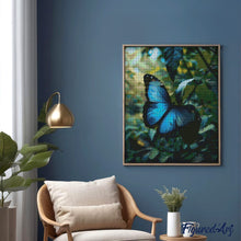 Load image into Gallery viewer, Diamond Painting - Blue Morpho Butterfly canvas already framed