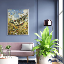 Load image into Gallery viewer, Diamond Painting - Proserpina Butterfly and Wildflowers canvas already framed