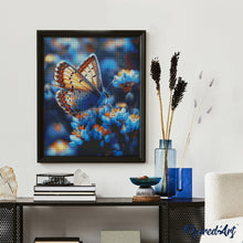 Load image into Gallery viewer, Diamond Painting - Butterfly and Blue Flowers canvas already framed