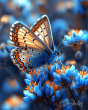 Load image into Gallery viewer, Diamond Painting - Butterfly and Blue Flowers canvas already framed
