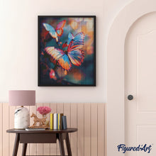 Load image into Gallery viewer, Diamond Painting - Vibrant Butterflies canvas already framed