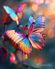 Load image into Gallery viewer, Diamond Painting - Vibrant Butterflies canvas already framed