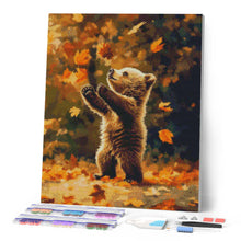 Load image into Gallery viewer, Diamond Painting - Bear and Falling Leaves canvas already framed