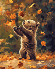 Load image into Gallery viewer, Diamond Painting - Bear and Falling Leaves canvas already framed