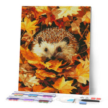 Load image into Gallery viewer, Diamond Painting - Hedgehog in Autumn Leaves canvas already framed