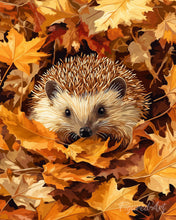 Load image into Gallery viewer, Diamond Painting - Hedgehog in Autumn Leaves canvas already framed