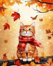 Load image into Gallery viewer, Diamond Painting - Cozy Autumn Cat canvas already framed