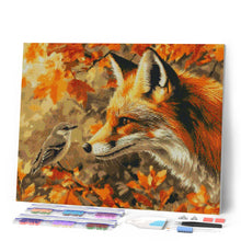 Load image into Gallery viewer, Diamond Painting - Fox and Bird in Autumn canvas already framed