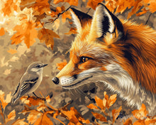 Load image into Gallery viewer, Diamond Painting - Fox and Bird in Autumn canvas already framed