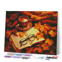 Load image into Gallery viewer, Diamond Painting - Autumn Tea and Book canvas already framed