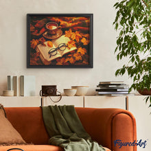 Load image into Gallery viewer, Diamond Painting - Autumn Tea and Book canvas already framed