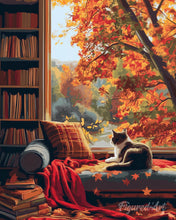 Load image into Gallery viewer, Diamond Painting - Cat's Autumn View canvas already framed
