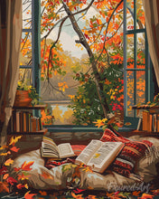 Load image into Gallery viewer, Diamond Painting - Cosy Autumn Reading canvas already framed