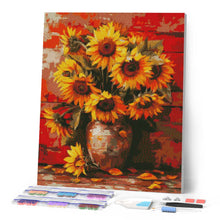 Load image into Gallery viewer, Diamond Painting - Autumn Sunflowers Vase canvas already framed