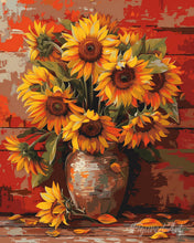 Load image into Gallery viewer, Diamond Painting - Autumn Sunflowers Vase canvas already framed
