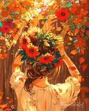 Load image into Gallery viewer, Diamond Painting - Girl with Autumn Wreath