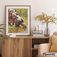 Load image into Gallery viewer, Diamond Painting - Baby Hippo Kissing Mum